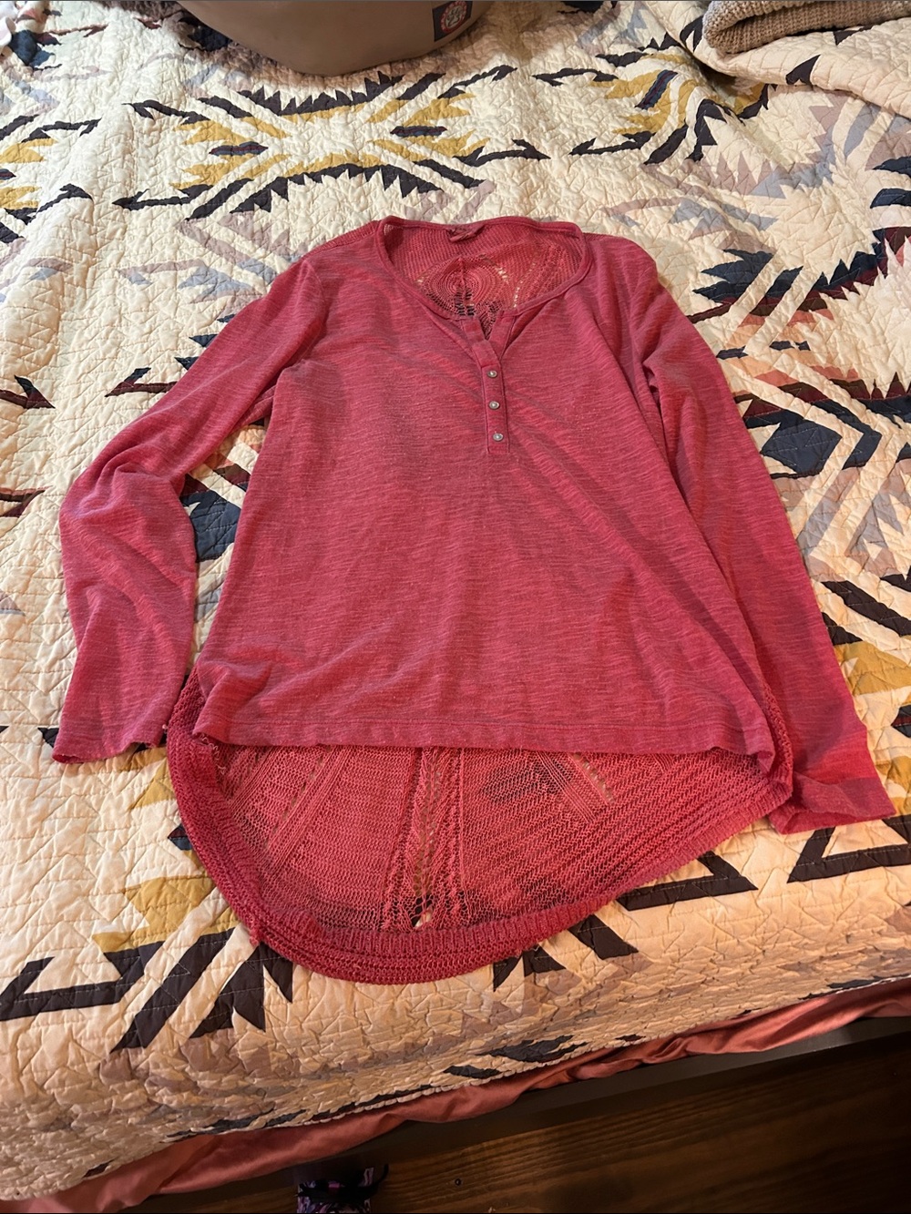 Ariat Rose Henley Tunic with Lace-Knit Back